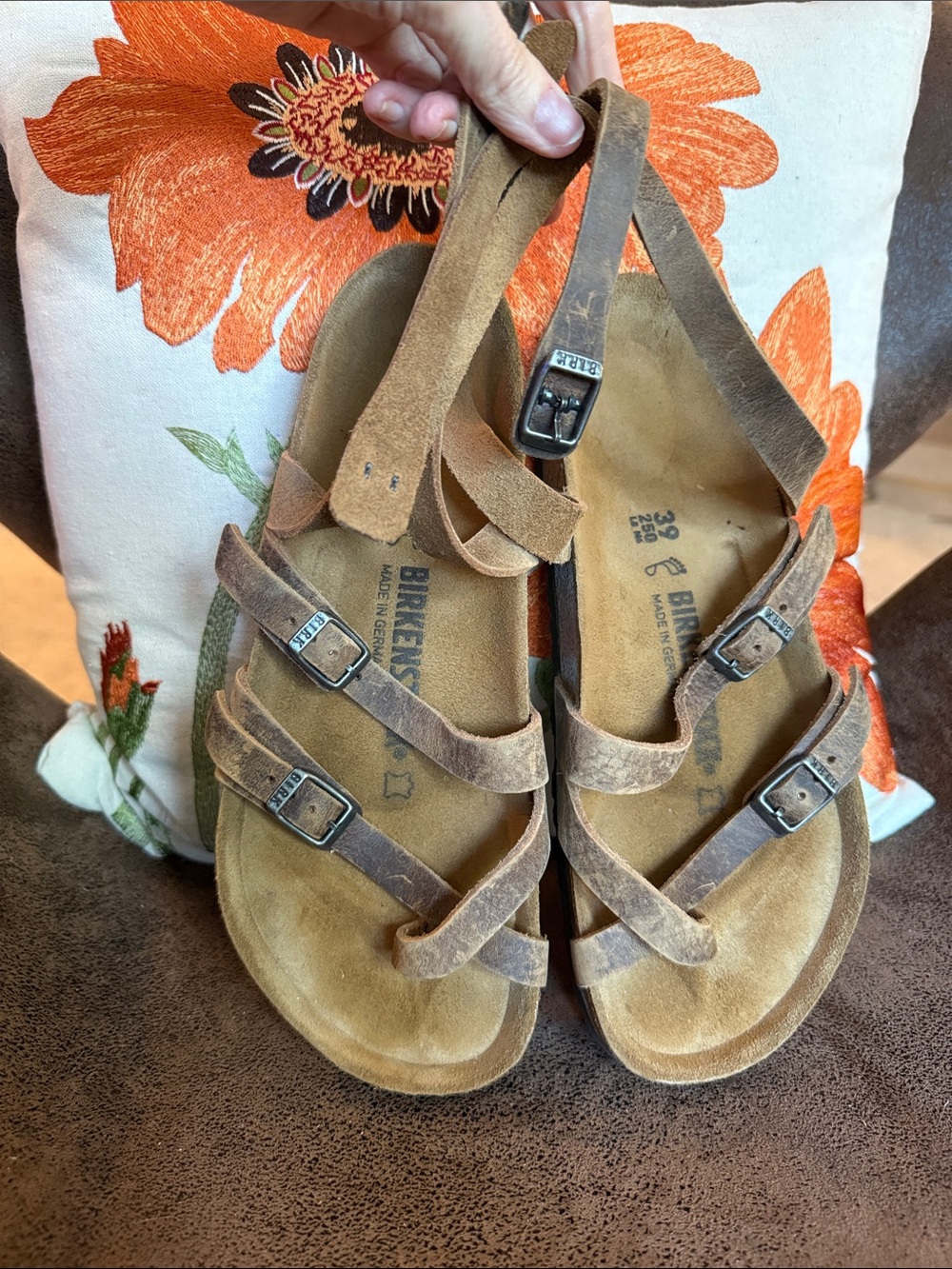 BIRKENSTOCK SERES CAMBERRA LEATHER TOBACCO STRAPPY SANDALS GLADIATOR VGUC 39/8